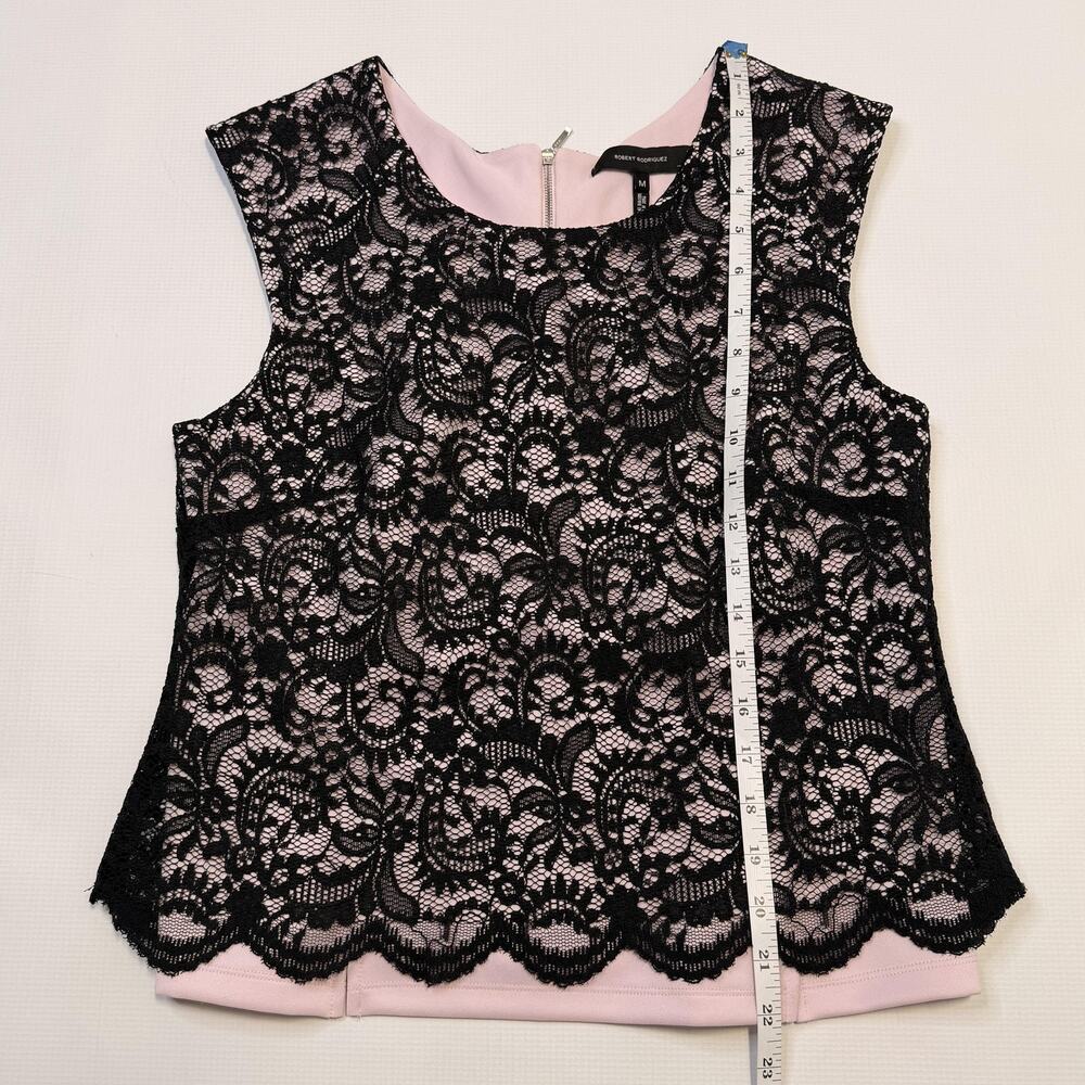 Robert Rodriguez Tank Top Womens Medium Black Lace Overlay Scoop Neck Camisole - Picture 6 of 10